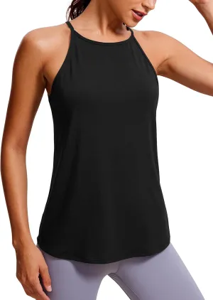 CRZ YOGA Halter High Neck Workout Tops for Women Flowy Cami Sleeveless Tank Athletic Yoga Shirts