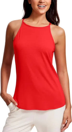 CRZ YOGA Halter High Neck Workout Tops for Women Flowy Cami Sleeveless Tank Athletic Yoga Shirts