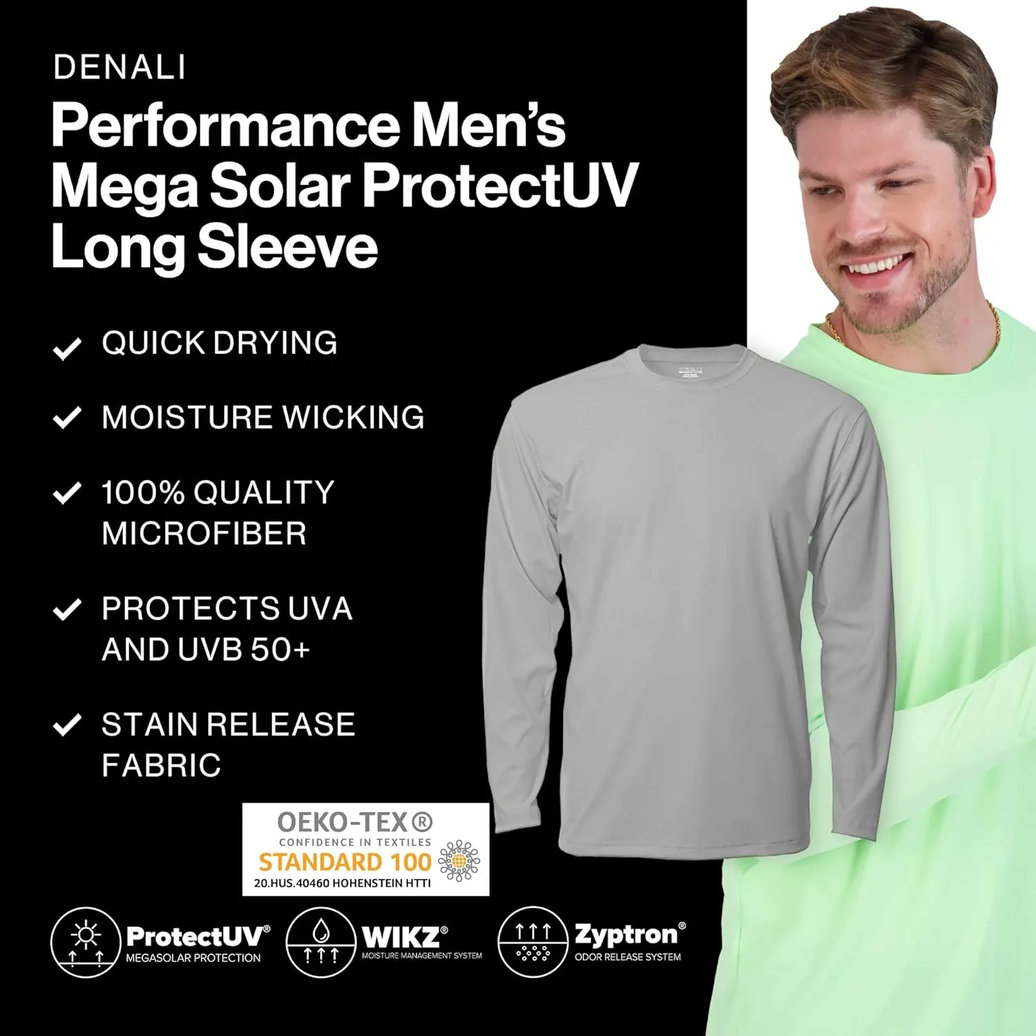 Denali Performance Mens Teaser UPF 50  ProtectUV Mega Solar Long Sleeve T-Shirt