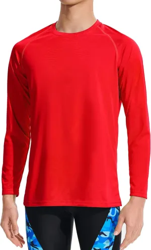 DEVOROPA Boy's UPF 50  Long Sleeve Rash Guard Swim Shirt Quick Dry Lightweight Swimsuit Youth SPF Fishing Hiking Sun Shirts