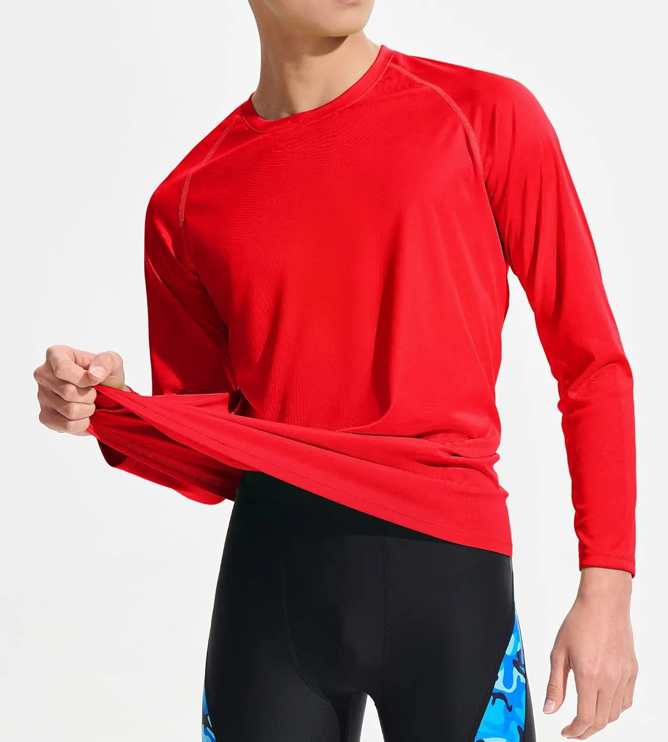 DEVOROPA Boy's UPF 50  Long Sleeve Rash Guard Swim Shirt Quick Dry Lightweight Swimsuit Youth SPF Fishing Hiking Sun Shirts