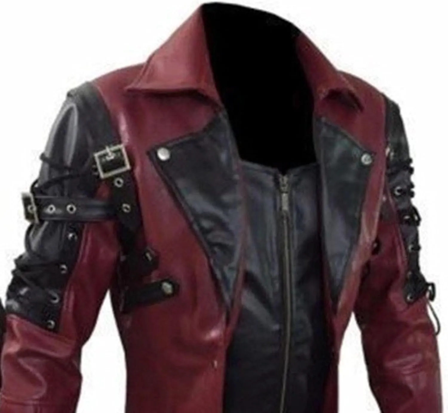 DGHM-JLMY Men Steampunk Medieval Jacket Gothic Frock Coat Uniform Motorcycle Biker Coat Faux Pu Leather Jacket Overcoat