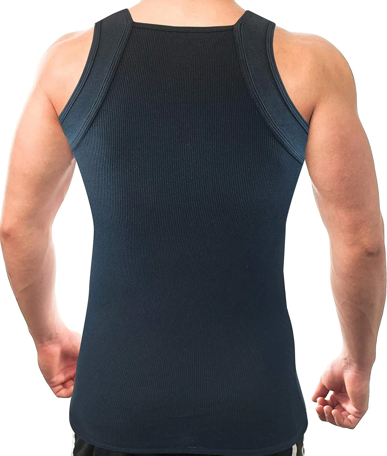 Different Touch 2 Pack Men's Tank Tops Square Cut Muscle Rib A-Shirts