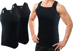 Different Touch 2 Pack Men's Tank Tops Square Cut Muscle Rib A-Shirts