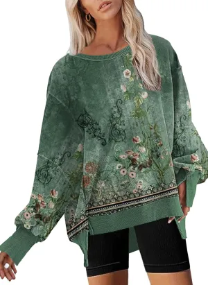Disamer Womens Crew Neck Sweatshirts Teen Girls Tie Dye Oversized Fall Clothes 2025 Outfits Long Sleeve Pullover Tops