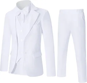 DISAUR Boy Suit 6 Pcs Boy Formal Wear Including Vest,Pants, Dress Shirt,Kerchief and Bow Tie for Formal Occasions 6-10 Years