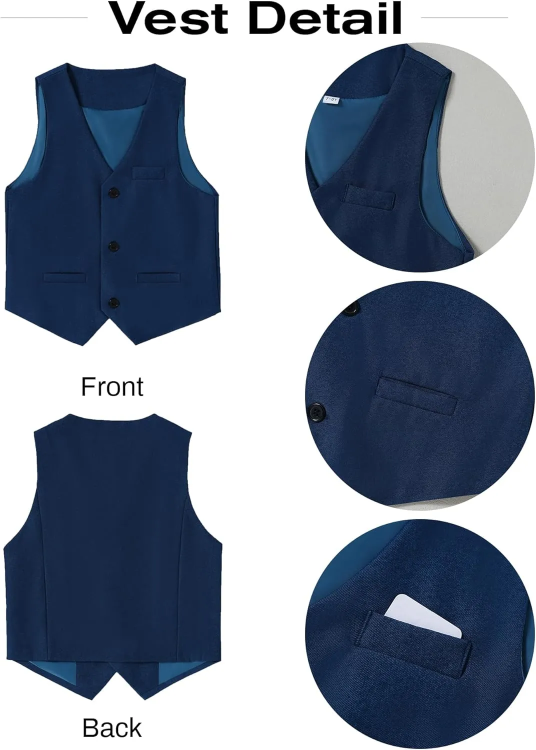 DISAUR Boy Suits 5 Pcs Slim Fit Suit Including Vest Pants Dress Shirt Bow Tie and kerchief for Formal Occasions 6-10 Years