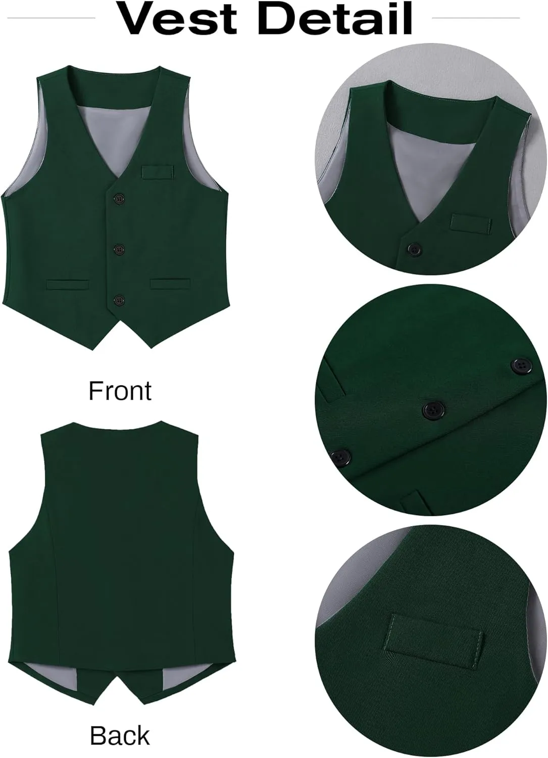 DISAUR Boy Suits 5 Pcs Slim Fit Suit Including Vest Pants Dress Shirt Bow Tie and kerchief for Formal Occasions 6-10 Years