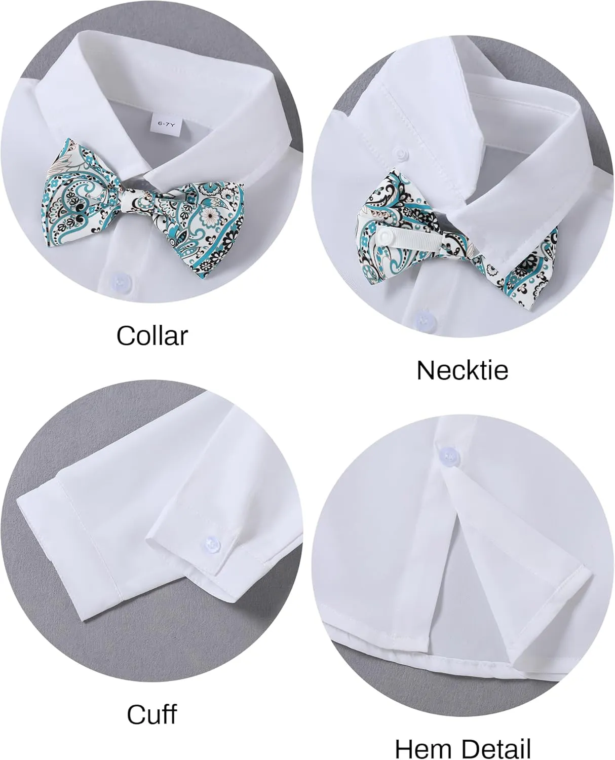 DISAUR Boy Suits 5 Pcs Slim Fit Suit Including Vest Pants Dress Shirt Bow Tie and kerchief for Formal Occasions 6-10 Years