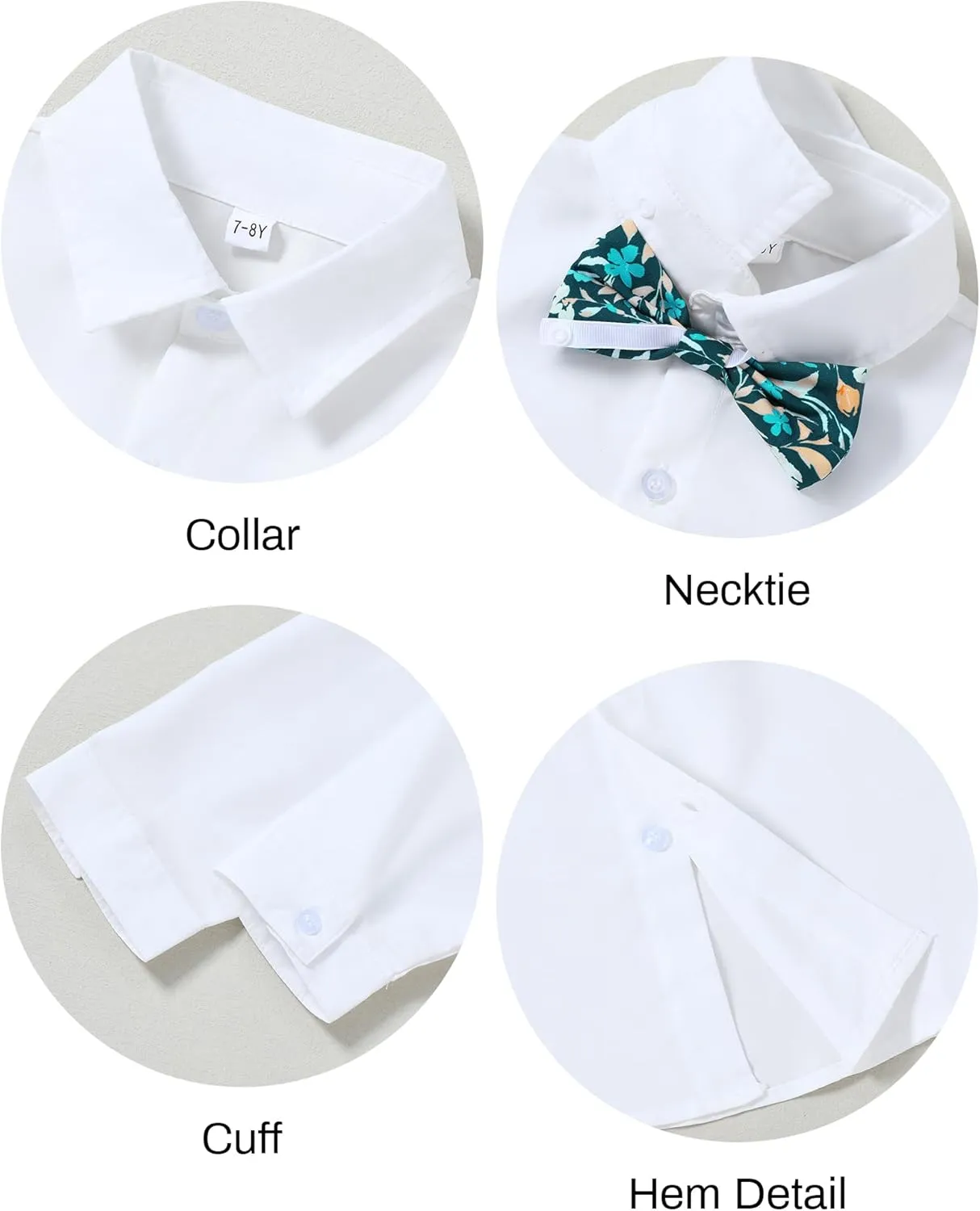 DISAUR Boy Suits 5 Pcs Slim Fit Suit Including Vest Pants Dress Shirt Bow Tie and kerchief for Formal Occasions 6-10 Years