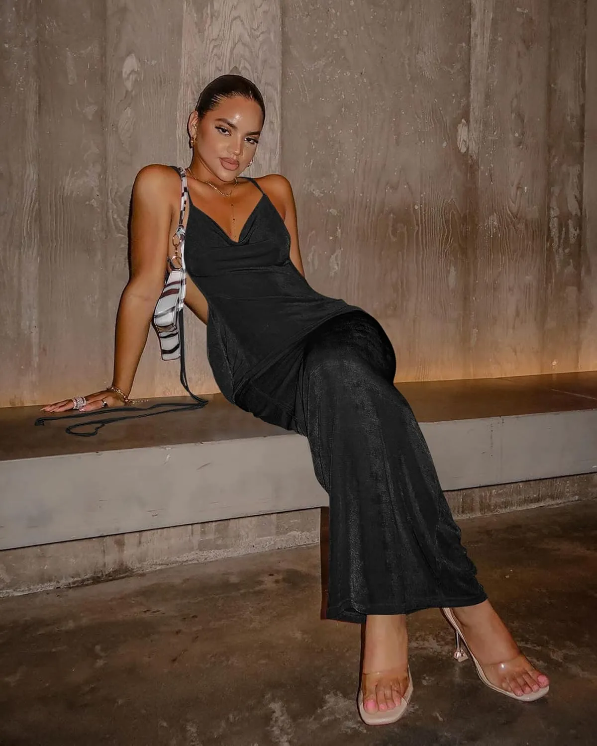 Doweha Women Backless Cowl Neck Cocktail Dress Halter Slip Long Semi Formal Party Wedding Guest 2025 Spring Summer Maxi Dress