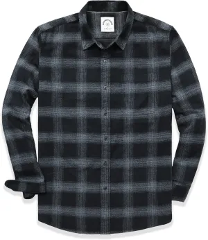 Dubinik Flannel Shirt for Men Casual Button Down Work Soft All Cotton Lightweight Flannel Mens Plaid Shirts Long Sleeve