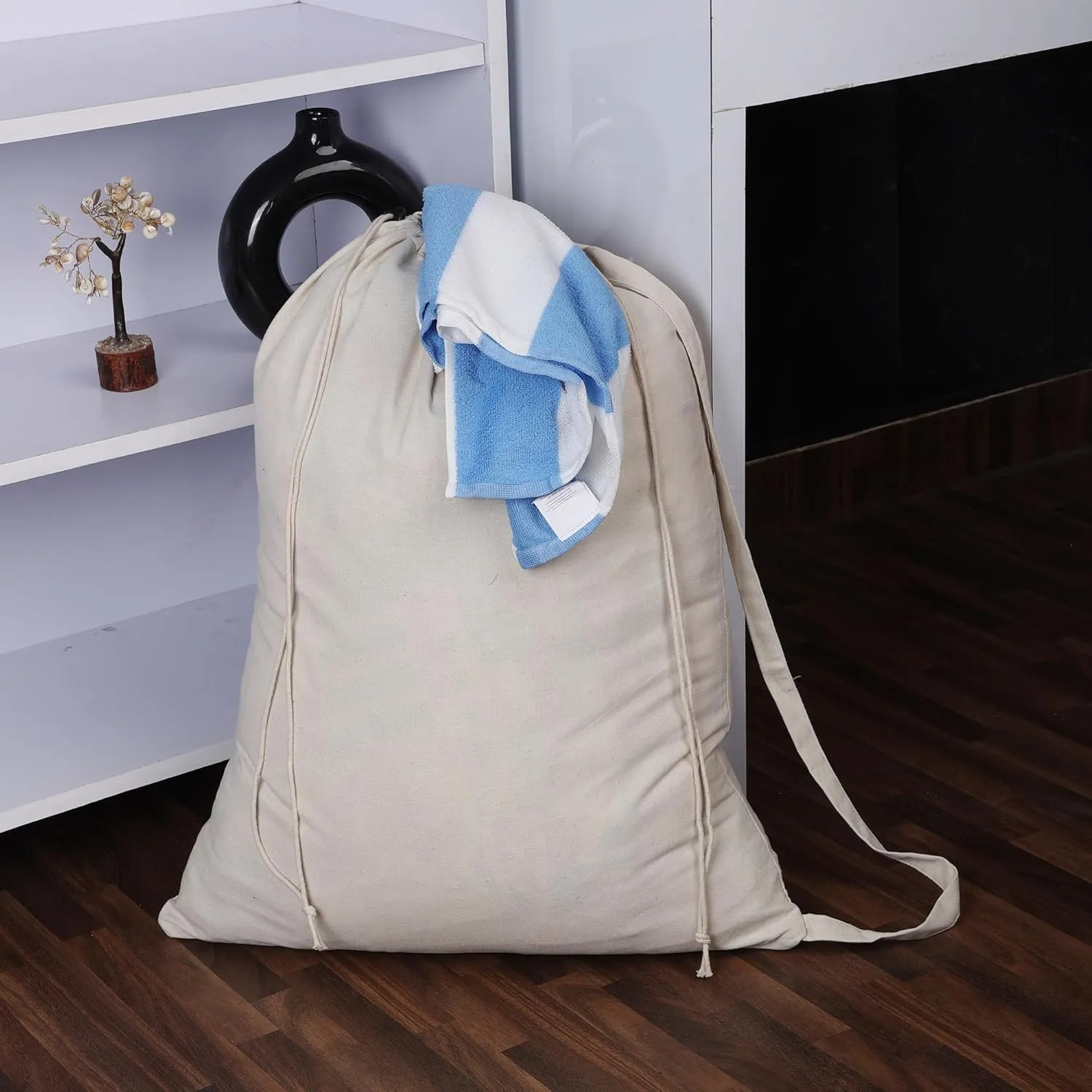 Extra Large Natural Cotton Laundry Bag 22 x 28 Double Pack (56CMX71 CM) Pack of 2 Natural