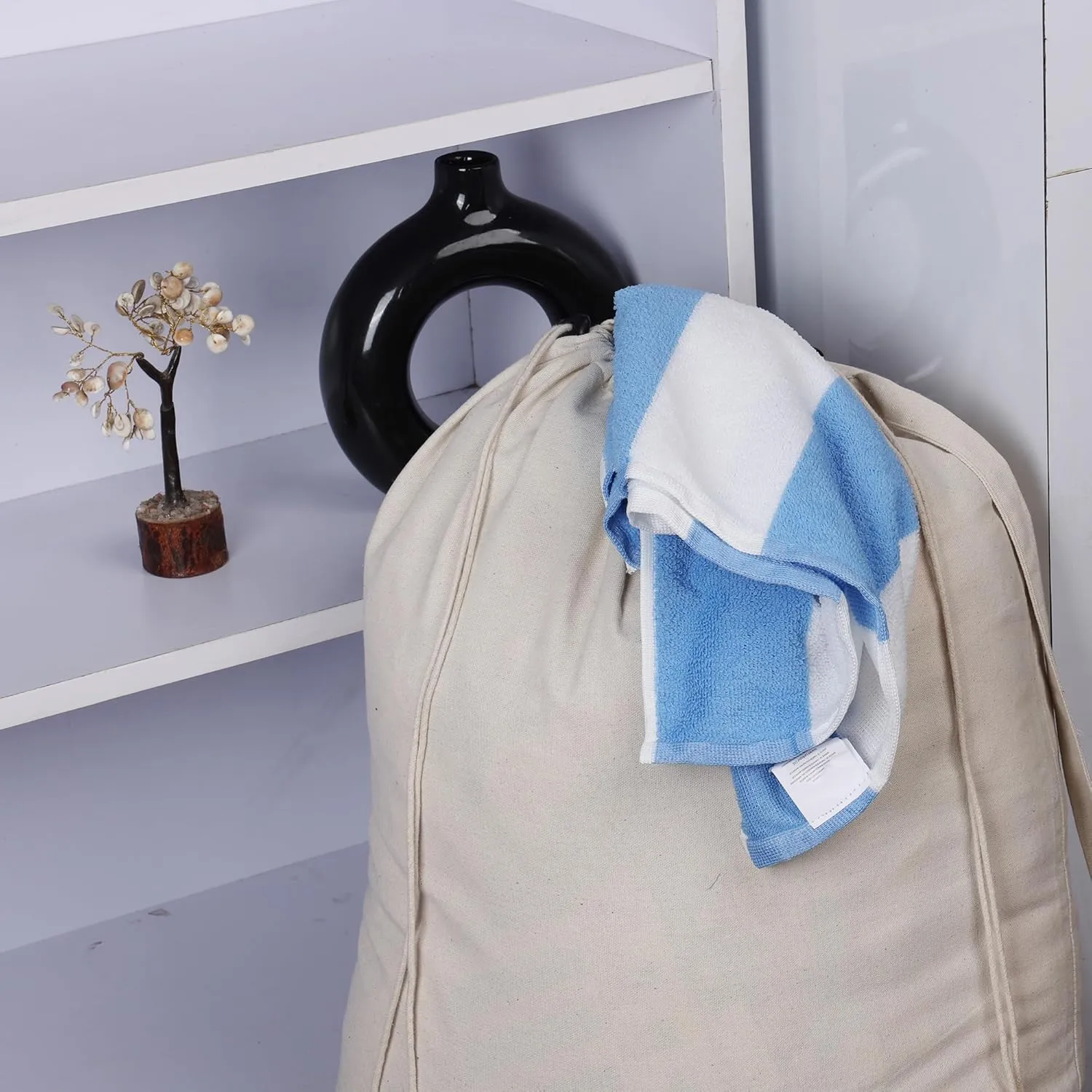 Extra Large Natural Cotton Laundry Bag 22 x 28 Double Pack (56CMX71 CM) Pack of 2 Natural