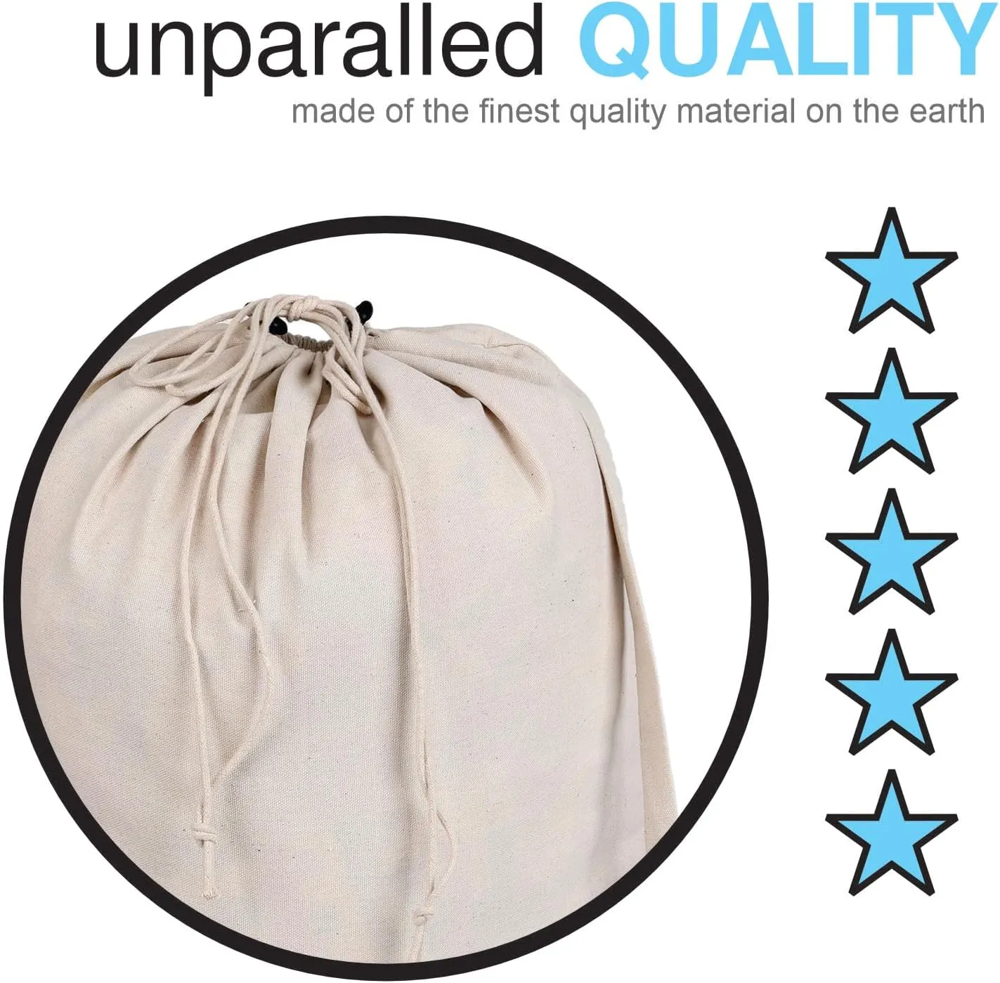 Extra Large Natural Cotton Laundry Bag 22 x 28 Double Pack (56CMX71 CM) Pack of 2 Natural