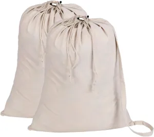 Extra Large Natural Cotton Laundry Bag 22 x 28 Double Pack (56CMX71 CM) Pack of 2 Natural
