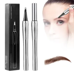 Eyebrow Pencil with 2 Microfine Tip, 2PCS Magic Eyebrow Pen 3D Microblading Eye Brown Makeup Long-Lasting Waterproof Eyebrow Pencil for Women (Dark brown)