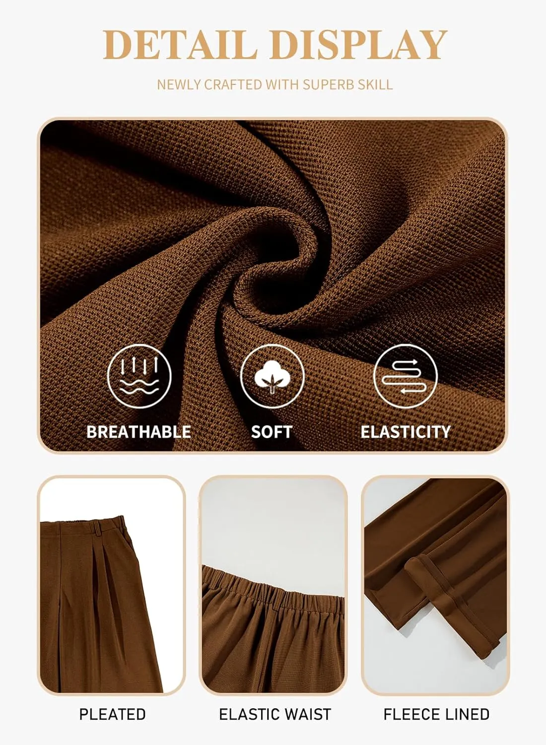 Eytino Womens Plus Size Wide Leg Dress Pants Elastic High Waisted Casual Waffle Palazzo Pants Trousers with Pockets(1X-5X)
