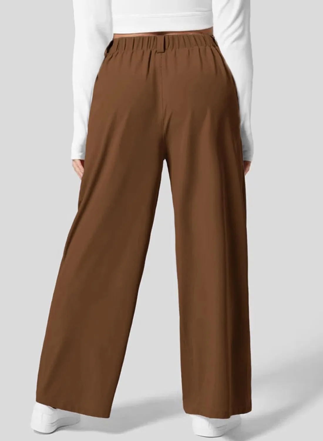Eytino Womens Plus Size Wide Leg Dress Pants Elastic High Waisted Casual Waffle Palazzo Pants Trousers with Pockets(1X-5X)