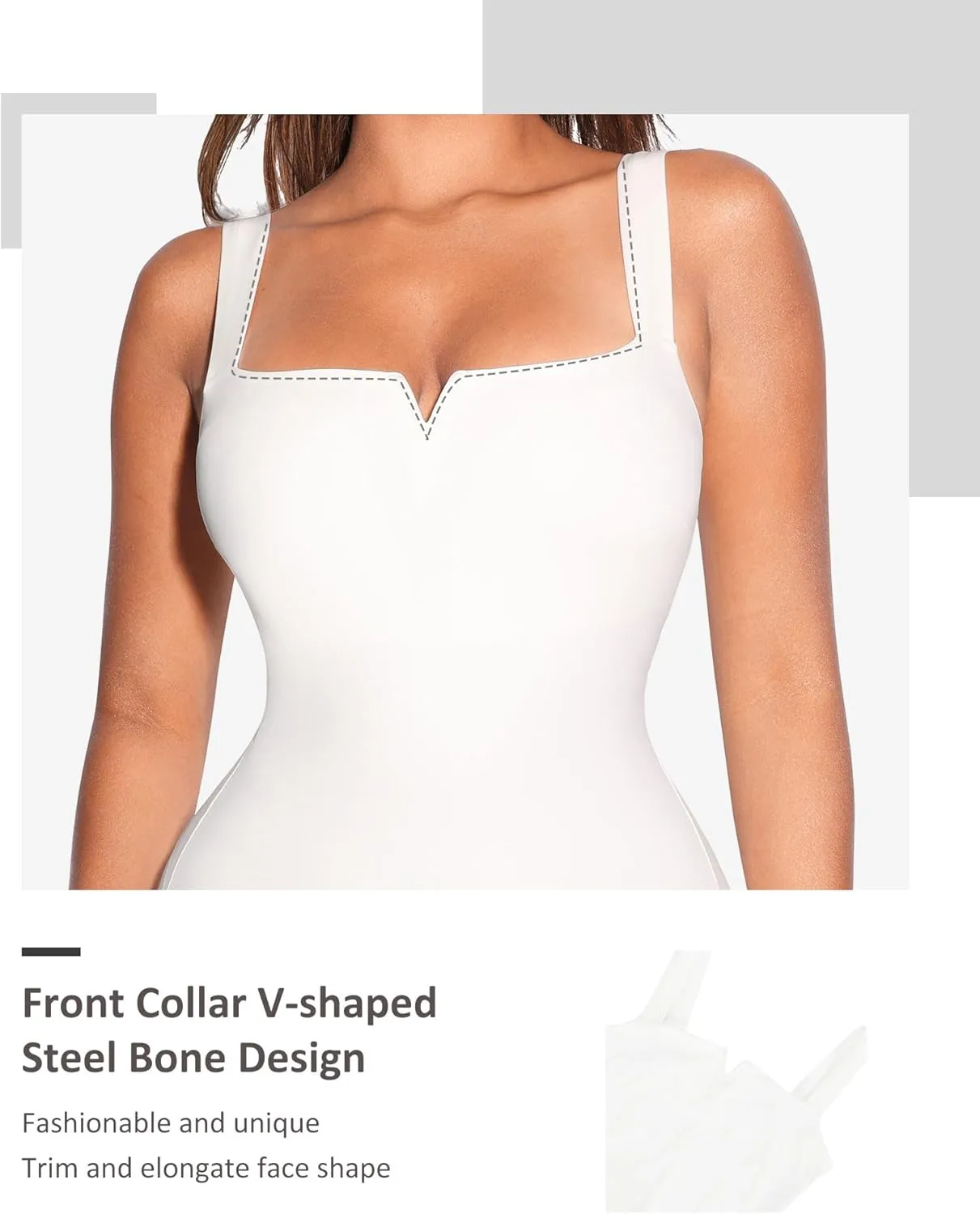 FeelinGirl Square Neck Bodysuit for Women Sleeveless Tummy Control Slimming Bodysuit Going Out Tank Tops
