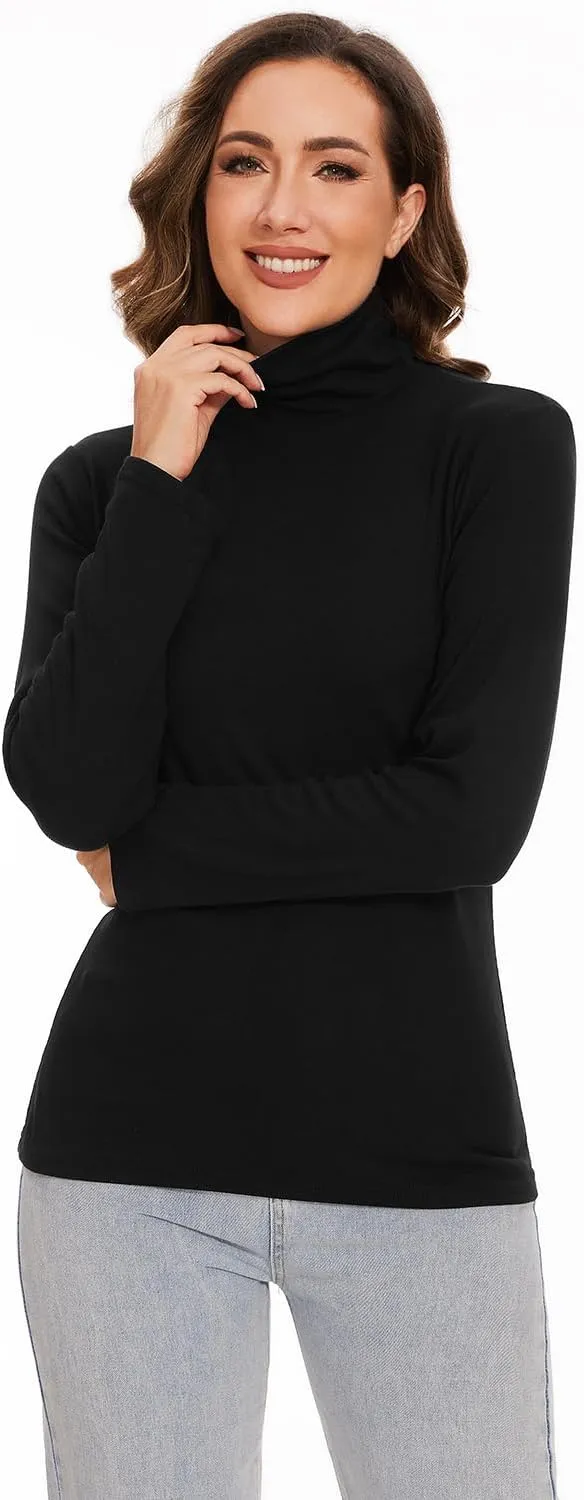 Femdouce 3 Pack Long Sleeve Turtleneck Shirts for Women Active Mock Neck Thermal Shirt Lightweight Turtle Neck Undershirt