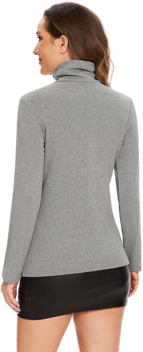 Femdouce 3 Pack Long Sleeve Turtleneck Shirts for Women Active Mock Neck Thermal Shirt Lightweight Turtle Neck Undershirt