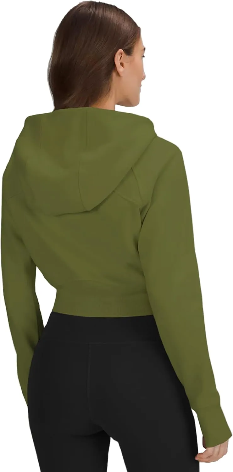 Fengbay Zip Up Hoodies for Women,Long Sleeve Fleece Lined Casual Cropped Hoodie Sweatshirts with Thumb Hole