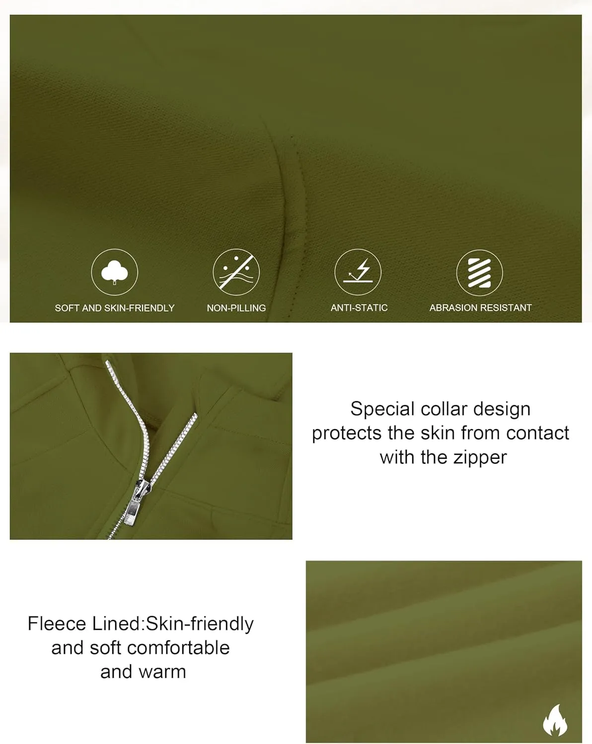 Fengbay Zip Up Hoodies for Women,Long Sleeve Fleece Lined Casual Cropped Hoodie Sweatshirts with Thumb Hole