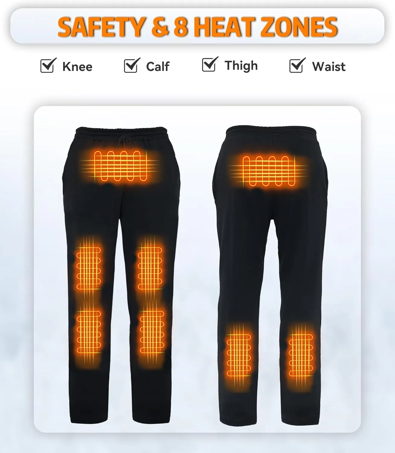 FERNIDA Heated Pants with Battery Pack, Polar Fleece Lined Heated Sweatpants Electric USB Heating Pants for Men Women