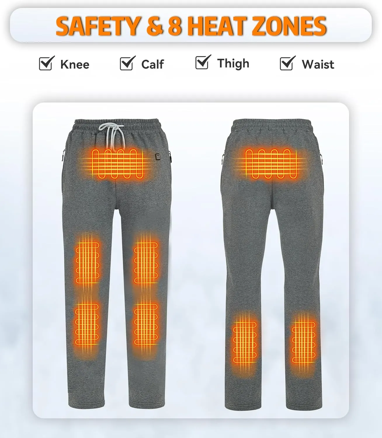FERNIDA Heated Pants with Battery Pack, Polar Fleece Lined Heated Sweatpants Electric USB Heating Pants for Men Women