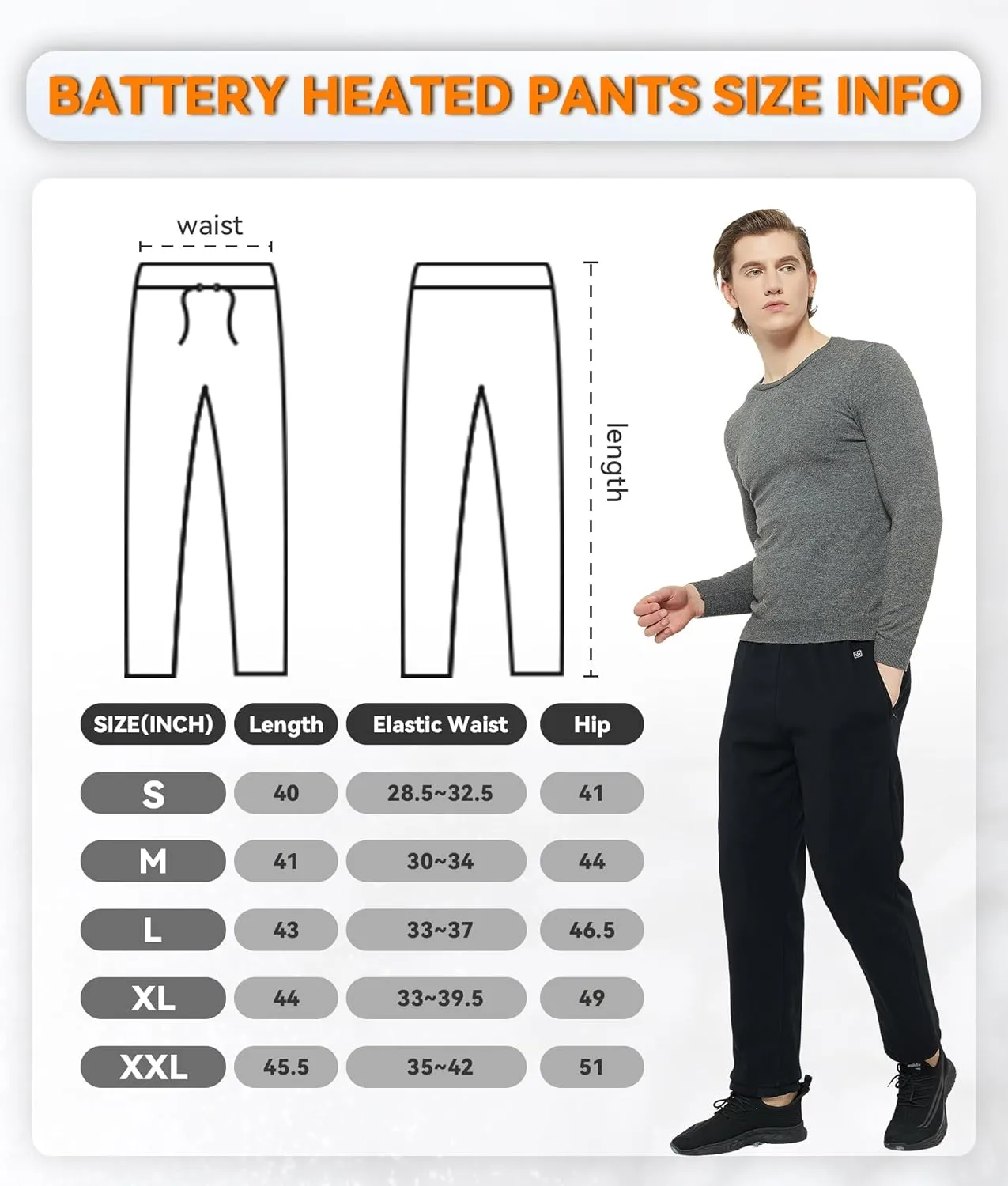 FERNIDA Heated Pants with Battery Pack, Polar Fleece Lined Heated Sweatpants Electric USB Heating Pants for Men Women