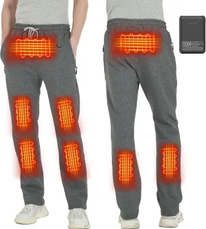 FERNIDA Heated Pants with Battery Pack, Polar Fleece Lined Heated Sweatpants Electric USB Heating Pants for Men Women