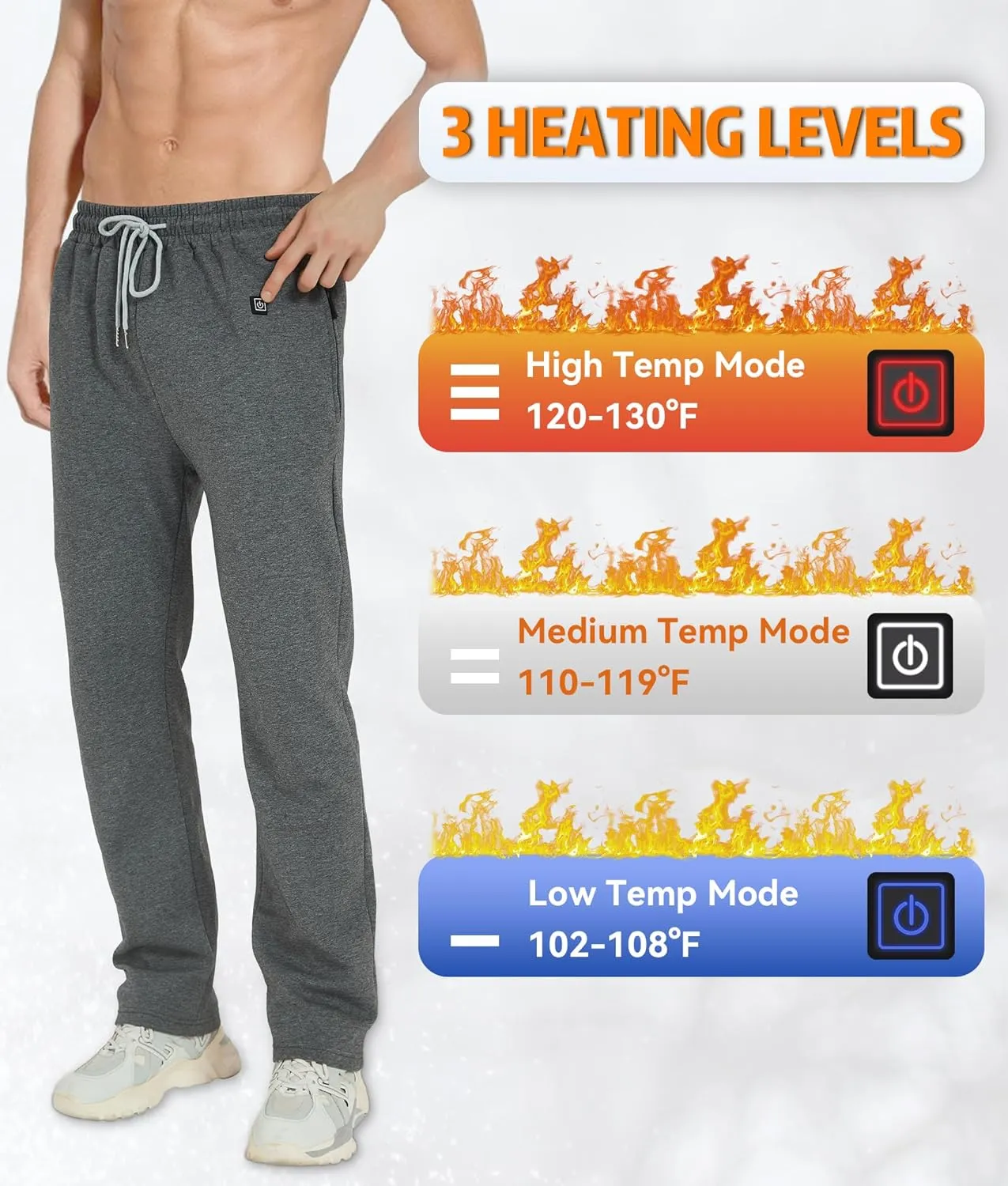 FERNIDA Heated Pants with Battery Pack, Polar Fleece Lined Heated Sweatpants Electric USB Heating Pants for Men Women