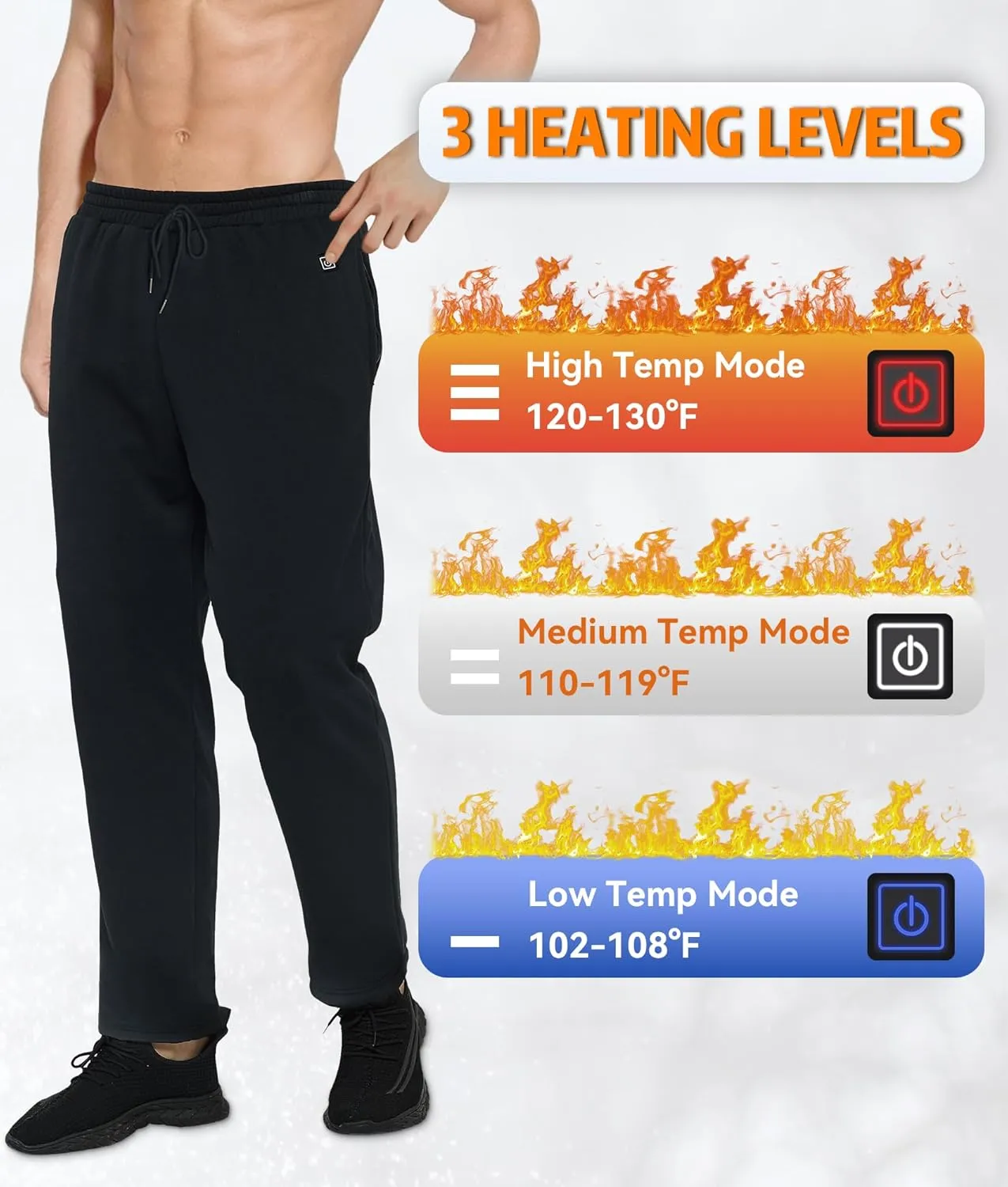 FERNIDA Heated Pants with Battery Pack, Polar Fleece Lined Heated Sweatpants Electric USB Heating Pants for Men Women