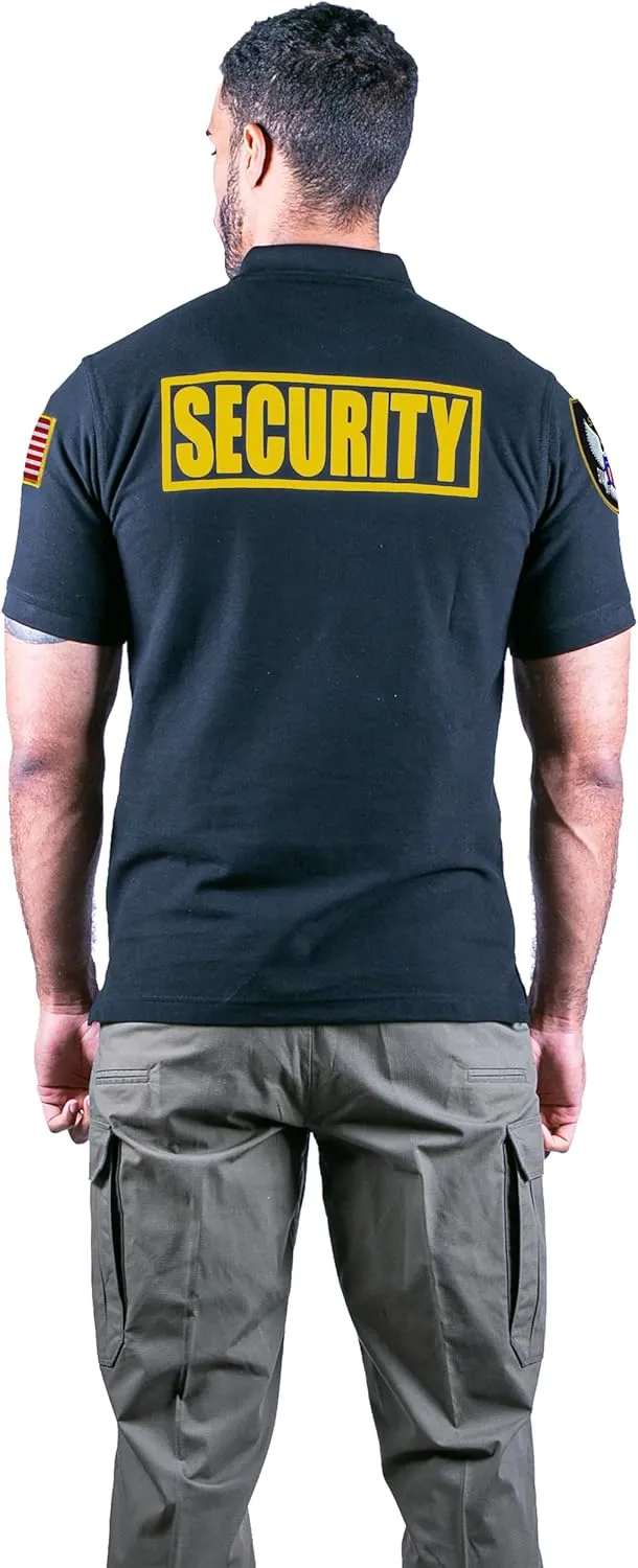 First Class Polyester Tactical Security Polo Shirts with Embroidered Patches and Printed ID for Security Guard