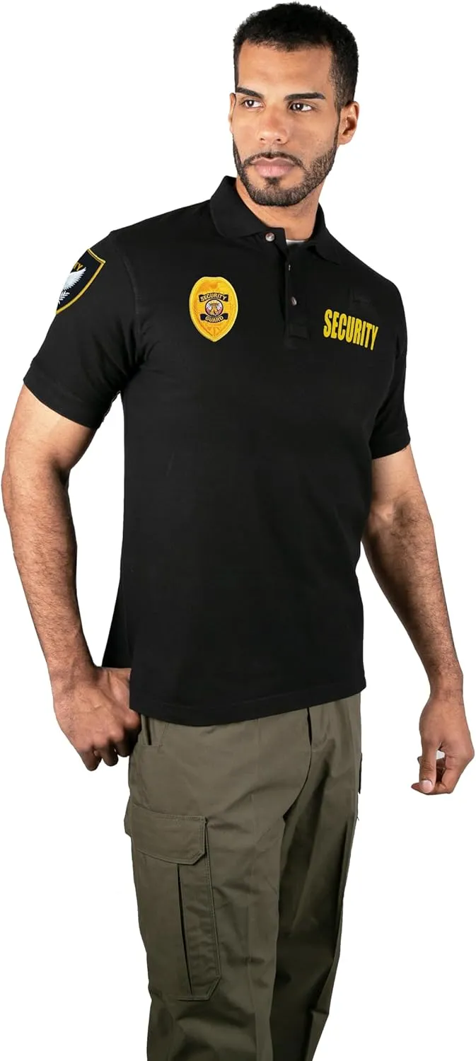 First Class Polyester Tactical Security Polo Shirts with Embroidered Patches and Printed ID for Security Guard