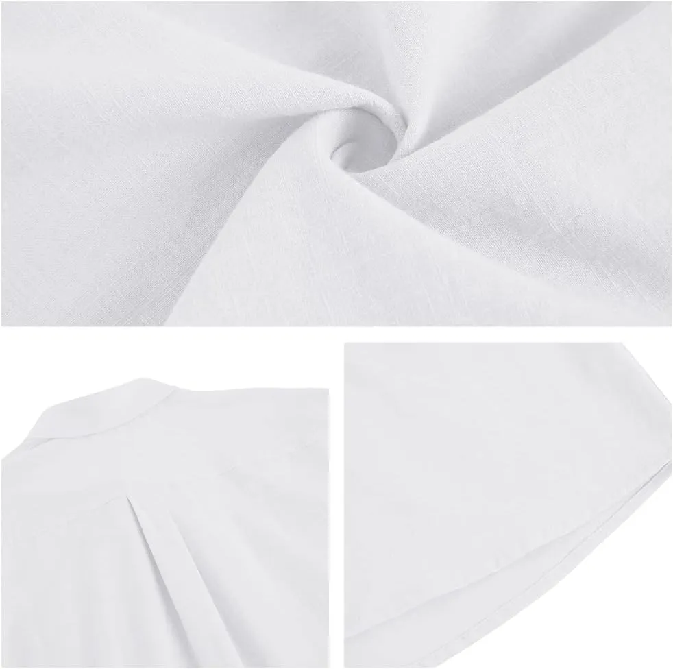 Fommykin Men's Linen Sleeveless Shirts Button Down Beach Tank Top Basic Solid Shirt Vest with Pocket
