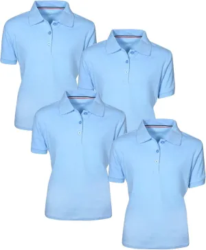 French Toast Girl's Uniform Polo Short Sleeve Interlock (4 Pack)