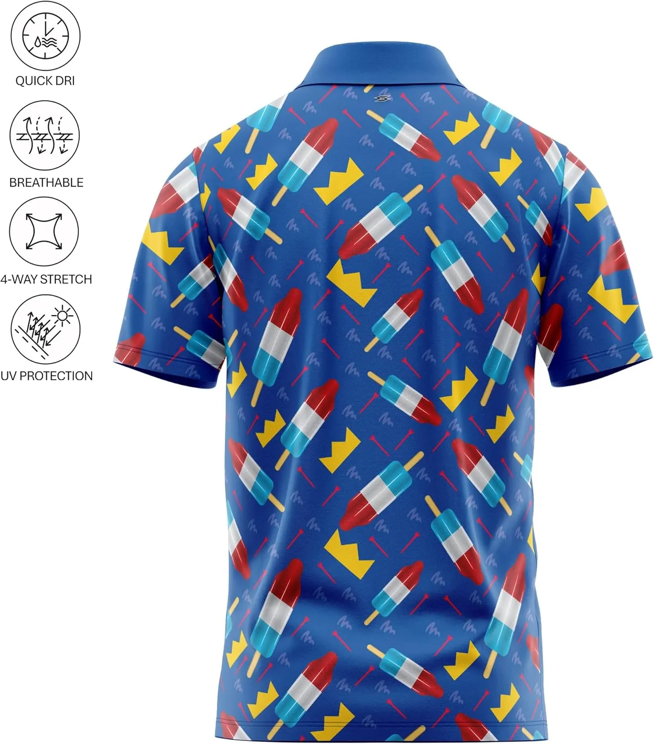 Funny Golf Polo Men Shirts - Short Sleeve UPF Quick Dry Fit Performance Moisture Wicking Stretch Crazy Summer Casual Tropical