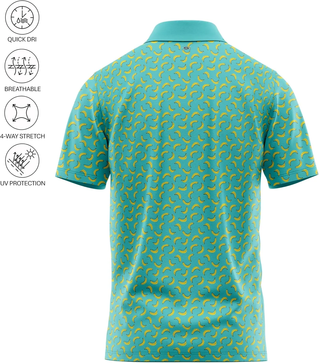 Funny Golf Polo Men Shirts - Short Sleeve UPF Quick Dry Fit Performance Moisture Wicking Stretch Crazy Summer Casual Tropical