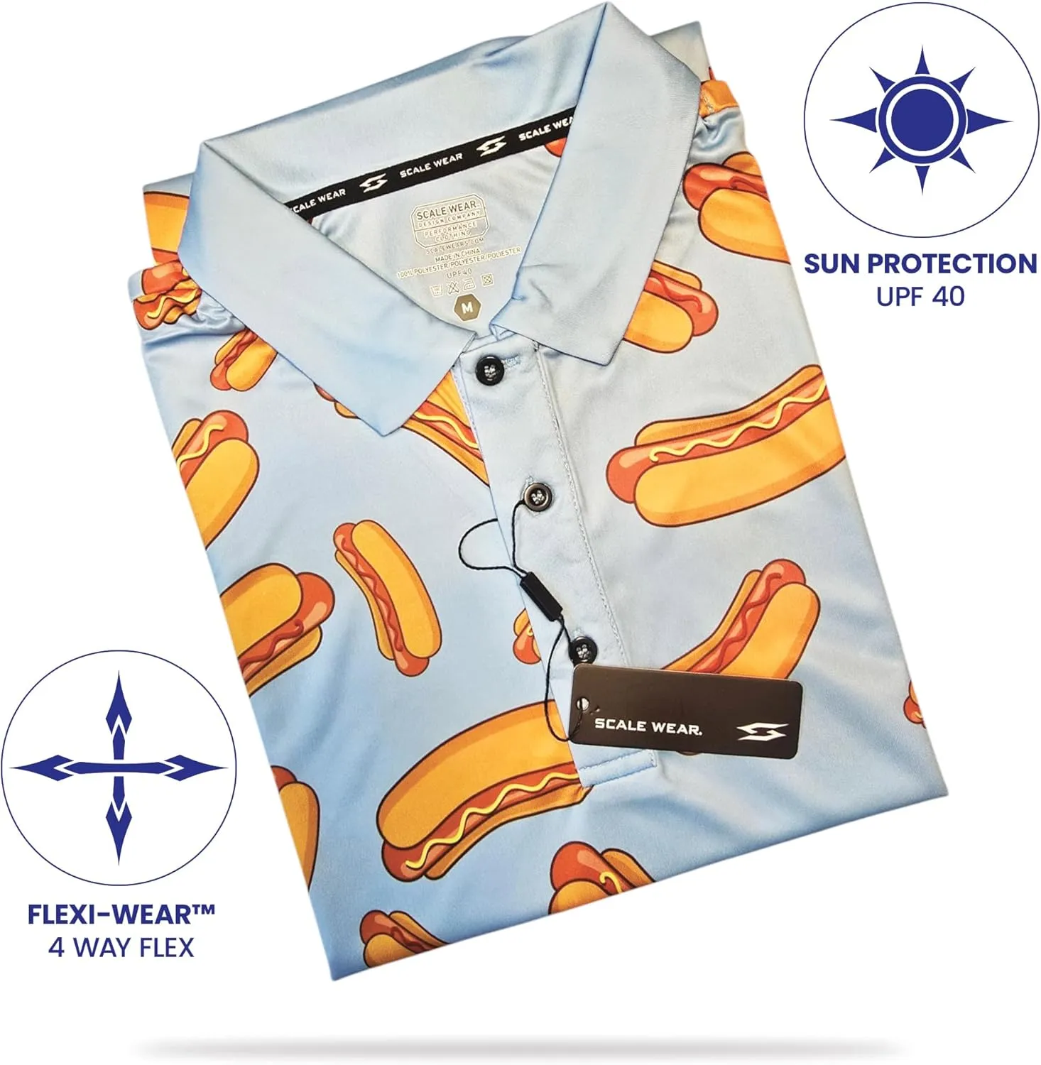 Funny Golf Polo Men Shirts - Short Sleeve UPF Quick Dry Fit Performance Moisture Wicking Stretch Crazy Summer Casual Tropical
