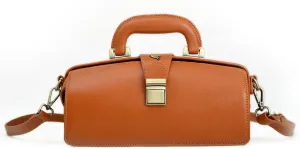 genuine leather handbag cowhide doctor bag brown shoulder bag buckle women's bag