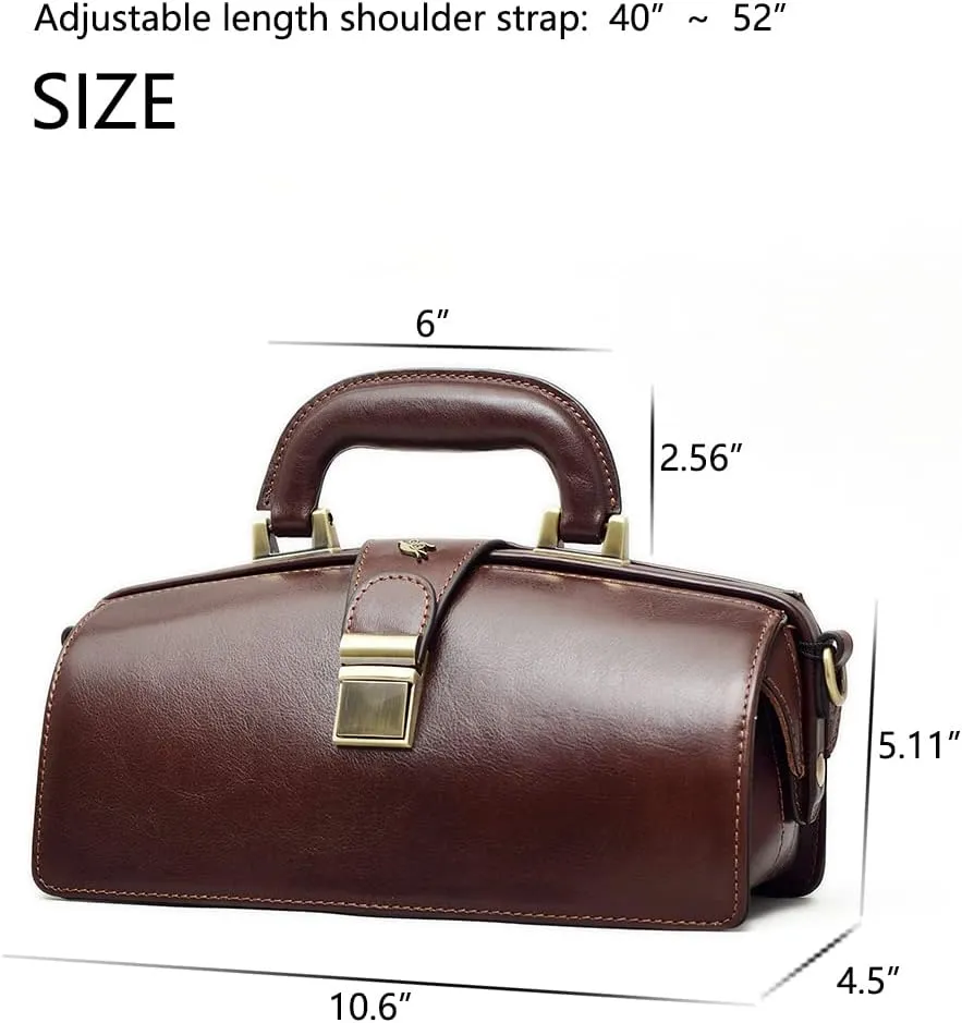 genuine leather handbag cowhide doctor bag brown shoulder bag buckle women's bag