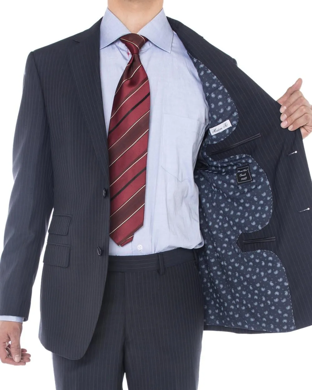 GN Luciano Men's Two Button Super 160'S Wool Suit 2 Piece Jacket with Pant