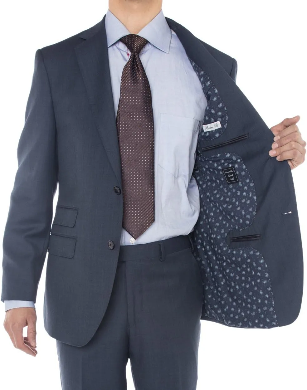 GN Luciano Men's Two Button Super 160'S Wool Suit 2 Piece Jacket with Pant