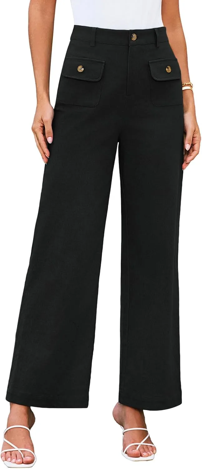 GRACE KARIN Women Wide Leg Pants High Waist Stretchy Pants Dressy Business Work Casual Trousers with Pockets