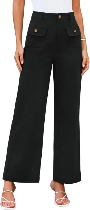 GRACE KARIN Women Wide Leg Pants High Waist Stretchy Pants Dressy Business Work Casual Trousers with Pockets