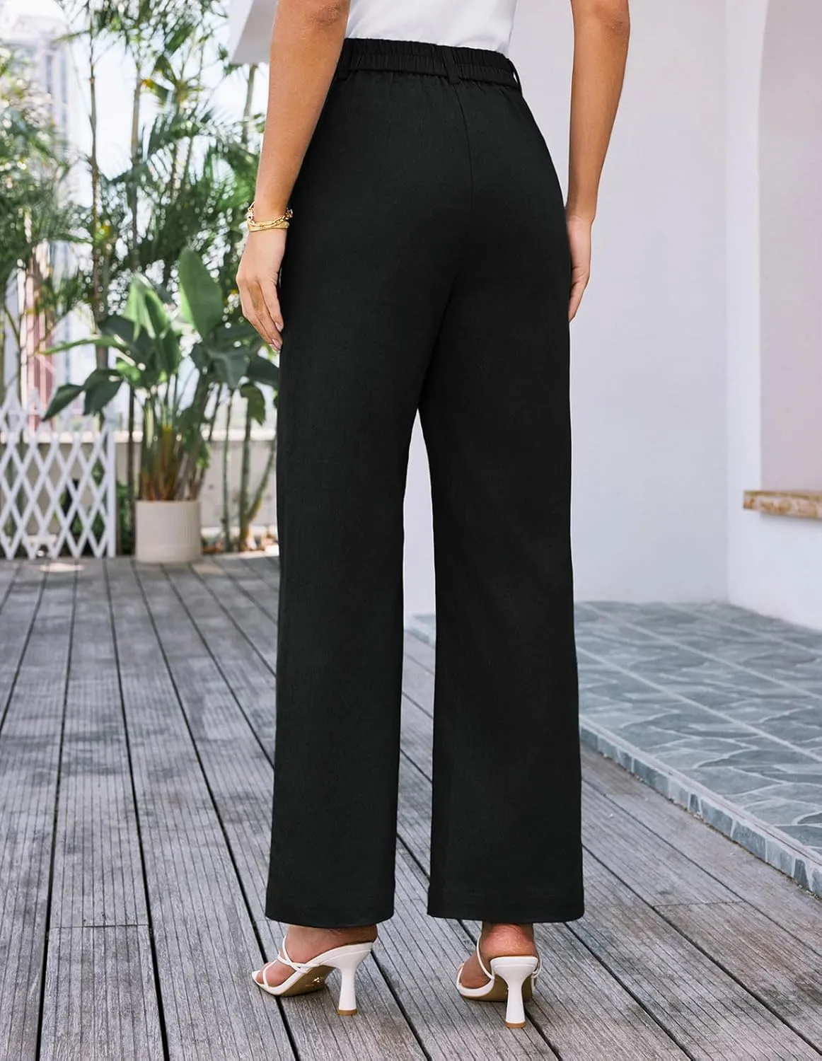 GRACE KARIN Women Wide Leg Pants High Waist Stretchy Pants Dressy Business Work Casual Trousers with Pockets