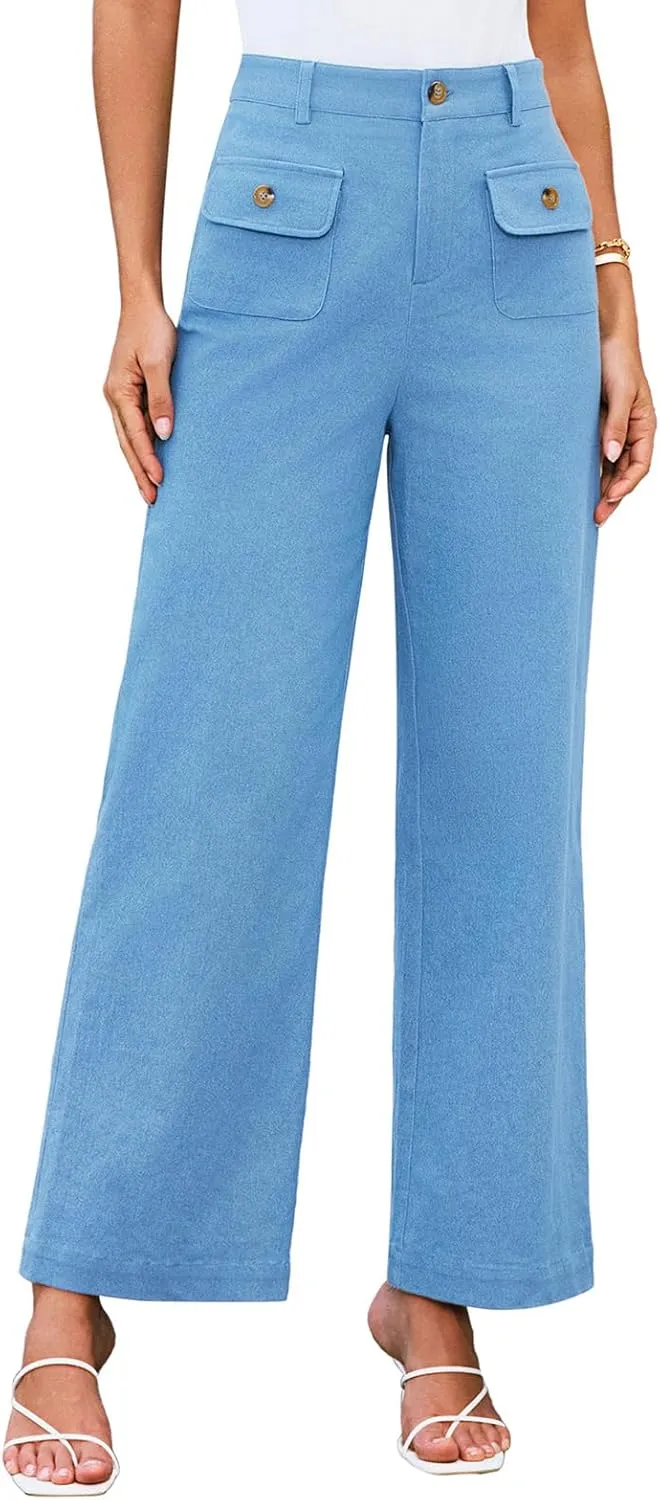 GRACE KARIN Women Wide Leg Pants High Waist Stretchy Pants Dressy Business Work Casual Trousers with Pockets
