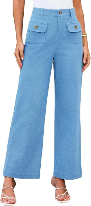 GRACE KARIN Women Wide Leg Pants High Waist Stretchy Pants Dressy Business Work Casual Trousers with Pockets
